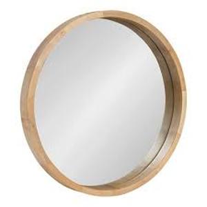 lot 86 image: 22 x 22 Hutton Round Wood Wall Mirror Natural