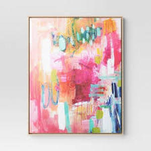 lot 95 image: 24 x 30 Colorful Collage by Amira Rahim Framed Wall Canvas - Threshold