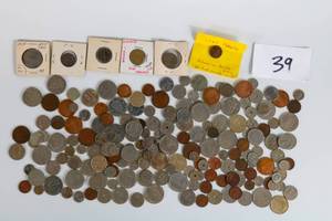 lot 39 image: Lot of Miscellaneous Foreign Coins (Ore, Krona, Pfennig More)