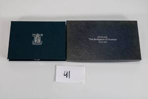 lot 41 image: Birthplace of Aviation and UK Proof Coin Collection Books with COA