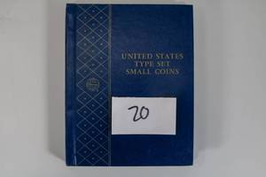 lot 20 image: US Type Set Coins (Large Cents, Indian Head, Wheat, 2 Cent, Trime, Half Dime, Shield, Buffalo, Jefferson, Dimes, Quarters)