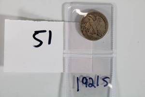 lot 51 image: 1921-S US Walking Liberty Half Dollar