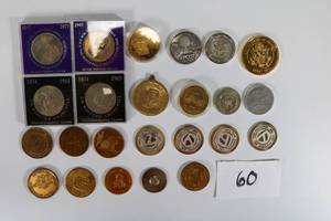 lot 60 image: Assortment of Coins and Tokens (Winston Churchill) and more
