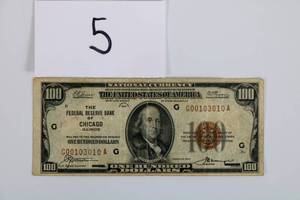 U.S. 1929 100$ Chicago Federal Reserve Bank National Currency