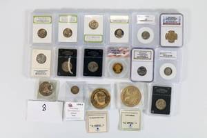 lot 8 image: Miscellaneous U.S. Graded Coins With Some Foreign