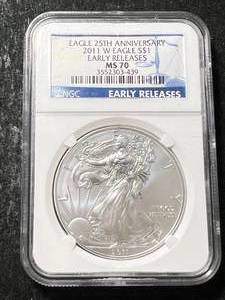 2011 AMERICAN SILVER EAGLE NGC MS70 25TH ANNIVERSARY