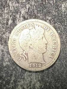 lot 15 image: 1912-D US BARBER DIME
