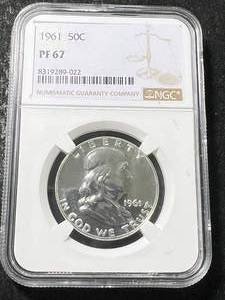 lot 17 image: 1961 US PROOF FRANKLIN HALF DOLLAR NGC PF67