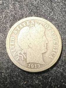 lot 54 image: 1913 US BARBER DIME