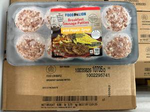 lot 251 image: G. 8x12oz Food Lion Breakfast Sausage Patties wmaple Syrup