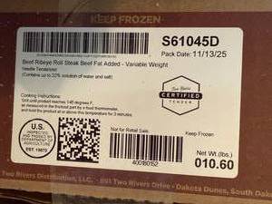lot 2 image: G.  10.60lbs Two Rivers Ribeye Steaks