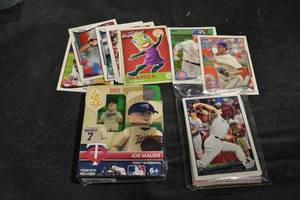 lot 59 image: Topps Baseball Cards - Joe Mauer First Baseman Figure & Jonathan Papelbon Card