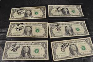 lot 101 image: Six US One Dollar Trinary Notes