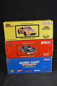 lot 118 image: Racing Champions NASCAR Die-Cast Car Banks (Lot of 3) - 1994 Limited Edition