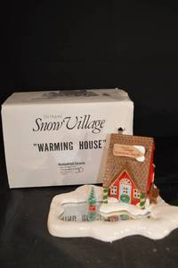 lot 127 image: Department 56 Snow Village Warming House - Hand Painted Ceramic