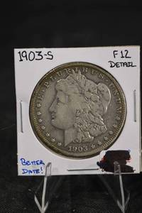 lot 143 image: Morgan Silver Dollar 1903-S - One Dollar, F-12 Details