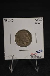 lot 149 image: 1917-D Buffalo Nickel VF20 Details - Indian Head Nickel 5� US Coin
