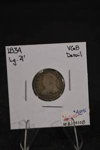 lot 150 image: 1834 Capped Bust Half Dime- VG8 Details