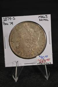 lot 163 image: 1879-S Morgan Silver Dollar - Mint State 63 Detail