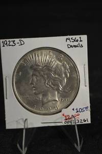 lot 165 image: 1923-D Peace Dollar