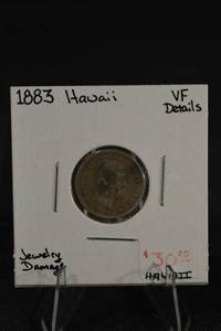lot 168 image: 1883 Hawaii Coin - VF Details