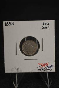 lot 175 image: 1858 Seated Liberty Half Dime- G6 Detail