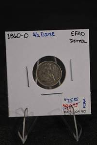 lot 176 image: 1860-O Seated Liberty Half Dime - EF40 Details