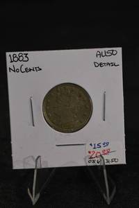 lot 178 image: 1883 Liberty Head Nickel (V Nickel) - 5 Cents - AU50 Detail