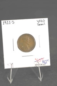 lot 194 image: 1911-S Lincoln Cent (One Cent) VF20 Details - San Francisco Mint