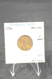 lot 195 image: 1936 Lincoln Cent Doubled Die Obverse (DDO-001) - F Detail