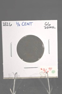 lot 198 image: US 1826 Half Cent - 12 Cent Coin (Details)
