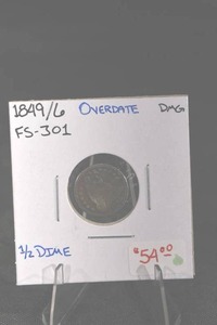 lot 208 image: 12 Dime 18496 Overdate FS-301
