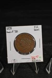 lot 214 image: 1859 Indian Head Cent - One Cent Copper Coin
