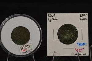 lot 220 image: Pair Of Sheild Nickels- 1865 Fancy s, 1864