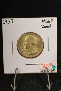 lot 224 image: 1937 Washington Quarter MS 60 Details