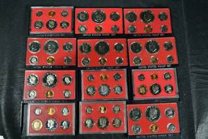 lot 232 image: United States Proof Set Collection - 12 Red Display Cases (12 Sets)