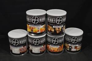 lot 282 image: Ready Hour Emergency Food Storage - 6-Can Set Breakfast Muffins & Orange Energy Drink Mix