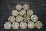 90% Silver Quarter's Lot Of 14 Various Dates