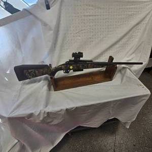 lot 19 image: Savage 220, 20Ga Bolt Action Slug Gun, Cammo, Sig Sauer Red Dot