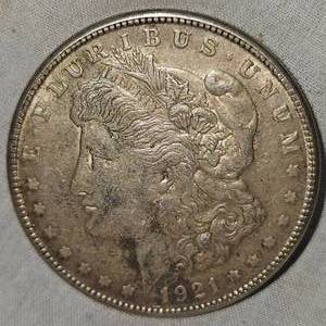 lot 8 image: 1921S Morgan Dollar $1 AU Excellent Era Patina