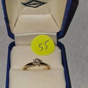 lot 55 image: 14Kt Diamond Solitaire 13ct Wedding Ring, Desc in Pics