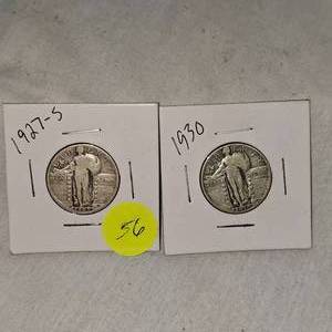 lot 56 image: 1930,1927S Standing Liberty 25c