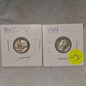 lot 59 image: 1944VF, 1945VF, Mercury Dimes 10c
