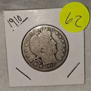 lot 62 image: 1910 Barber Half Dollar 50c