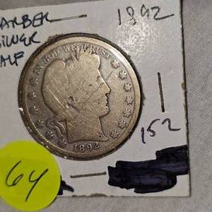 lot 64 image: 1892 Barber Half Dollar 50c