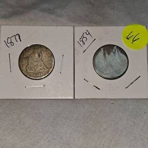 lot 66 image: 1854,1877 Liberty Seated Quarter 25c