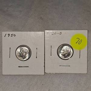 lot 70 image: 1950,1950 D, BU, Roosevelt Dimes 10c