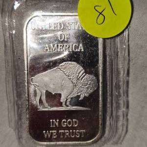 lot 81 image: 1 Oz Ingot Big ChiefBuffalo .999 Silver