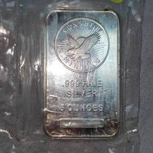 lot 87 image: Sunshine Minting, .999 , 5 oz Bar Sealed