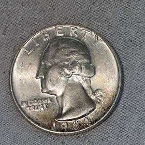 lot 89 image: 1964 Washington 25c Au Plus wtoning